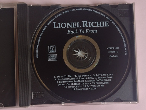 Lionel Richie Back To Front (Usado)