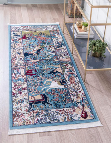 Alfombra De Área Birmingham 80 X 185 Cm Azul Borgoña
