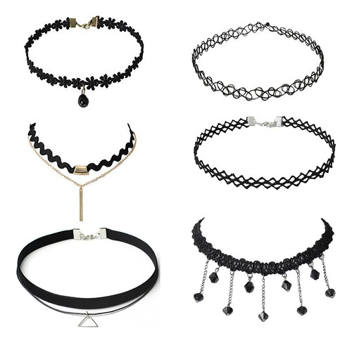 Gargantillas Choker Mujer Collar Joyería Cadena X6 Unds