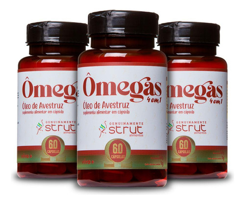 Kit 3x Oleo D Avestruz Strut Omega3 6 7 9 Hf Suplements