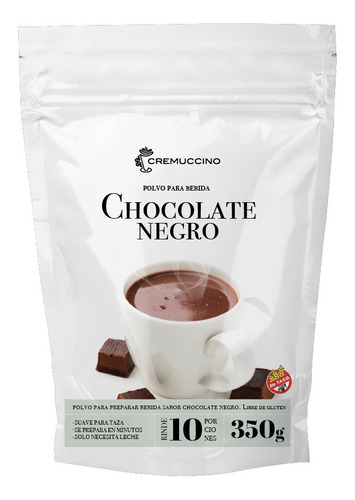 Imagen 1 de 2 de Chocolate Negro Caliente Espeso Polvo 350gr Cremuccino Cafe