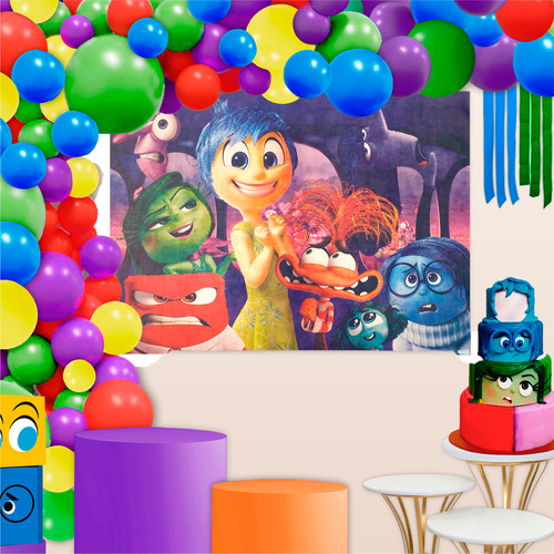 Kit Festa Divertidamente Decoração Painel + Toalha Laranja