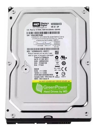 Hd 1tb Green Power Pc Dvr Cftv 5400rpm Sata Western Digital