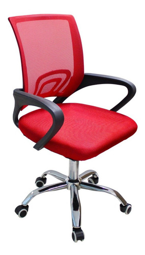 Silla Oficina Escritorio Respaldo Malla Home Office Color Rojo