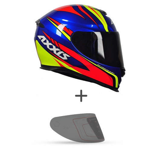 Capacete Axxis Hibrid Race Azul + Viseira Fumê