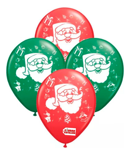 Globos Estampados Papa Noel X10 12  Adorno Navidad-cc