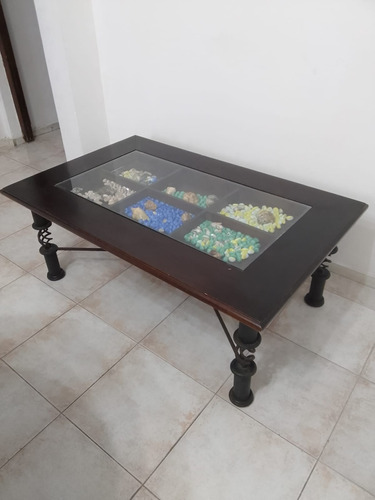 Mesa Ratona De Living De Hierro Y Madera