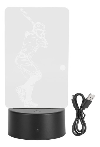 Luz Nocturna Táctil Usb Con Diseño De Jugador De Béisbol Tri