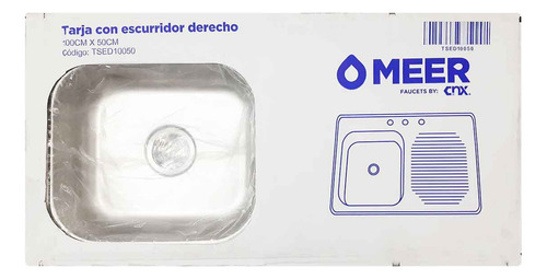 Tarja Empotrar Acero Inoxidable Escurridor Derecho 100x50cm Color Plateado
