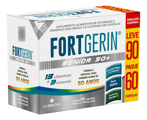 Suplemento Fortgerin Senior 50+ - 90 Cápsulas - La San Day Sabor Sem Sabor