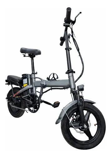 Bicicleta Elétrica Dobrável 400w 30km/h Farol De Led Cinza