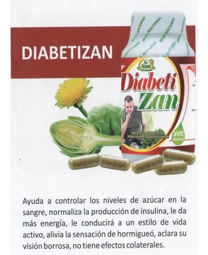 Imagen 2 de 2 de Diabeti-zan Berenjena Yacon Mas Natural 100cap (pack X 3)