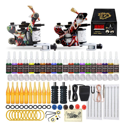 Kit Tatuar Profesional 2 Maquina Equipo Tinta Tatuaje Tattoo