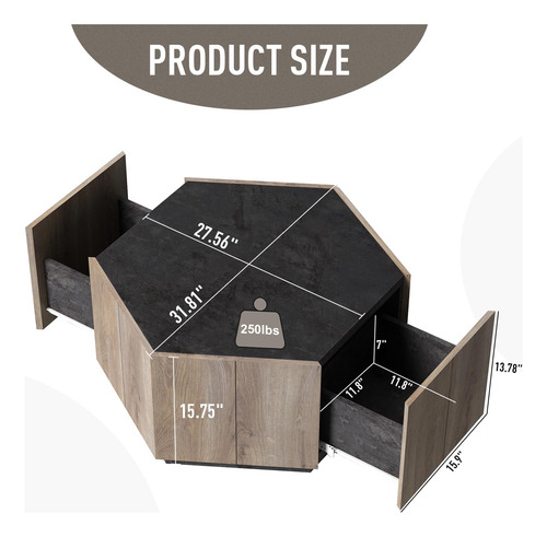 Saintcy Juego De Mesa Auxiliar Hexagonal Mesa De Centro