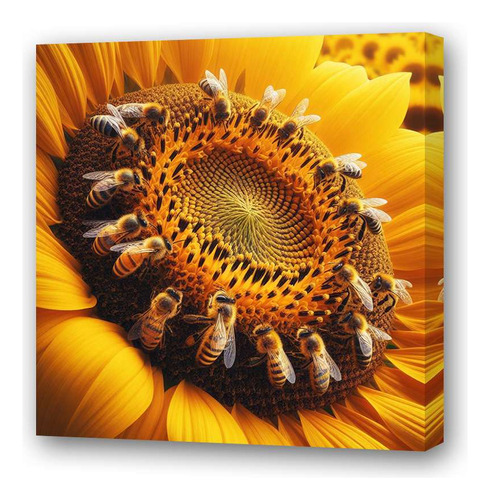 Cuadro 20x20cm Flores Y Abejas Miel Naturaleza Bees M4