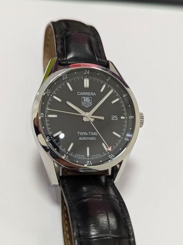Reloj Tag Heuer Carrera Twin-time Gmt Calibre 7 Negro Acero Negro (Usado)