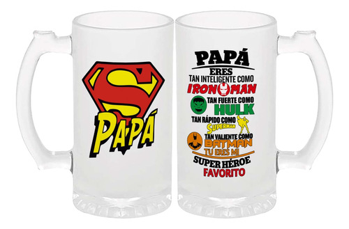 Tarro Cervecero 16oz Día Del Padre. Super Papá