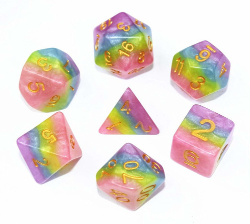 Dados Hd Dnd - Juego De Dados Arco Iris, Juego De Dados Poli