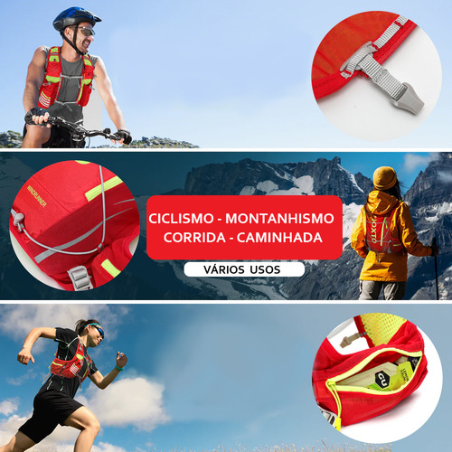 Mochila Colete Corrida Hidratação Caminhada Trilha Com Refil Vermelho G Lisa