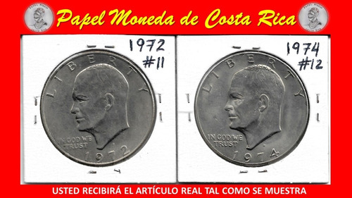Sett Monedas Un Dolar Eisenhower 1972 Y 1974 Ceca D