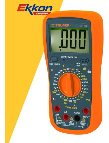 Imagen 5 de 10 de Tester Digital Truper Autos 9 V Diodo Transistor Continuidad