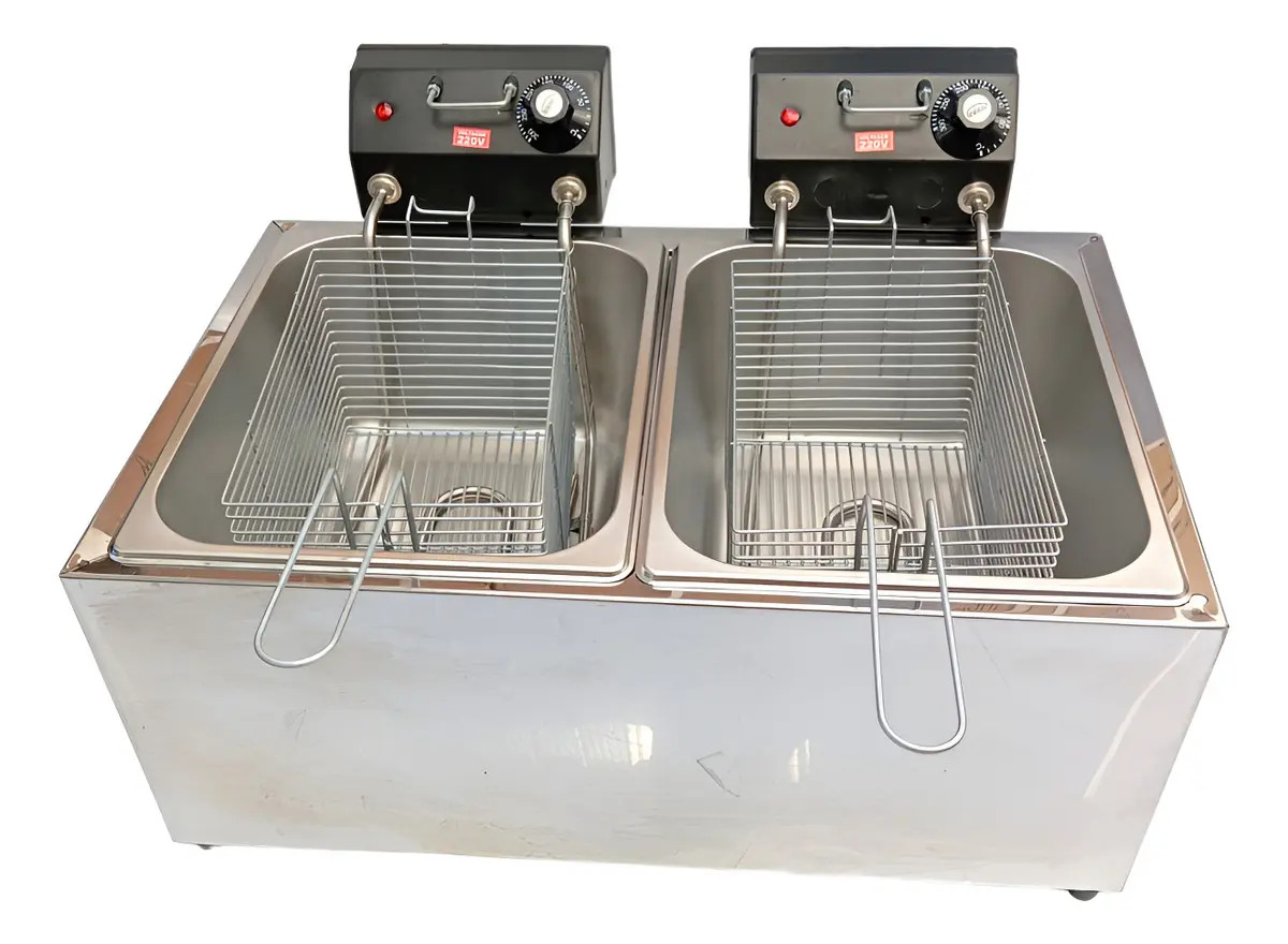 Fritadeira Elétrica Industrial 16 L com 2 Cubas de 8 L, Linha Pro Inox