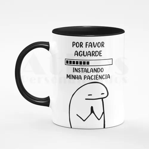 Caneca Meme Boneco Palito Carregando Paciência Erro - Preta