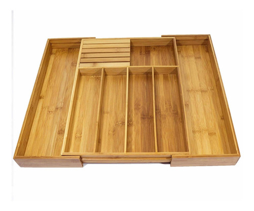 Imagen 3 de 5 de Organizador Cubiertos Cocina Extensible Bambú Bandeja