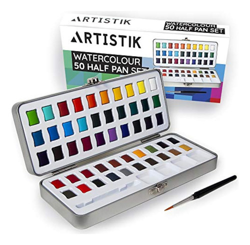 Juego De Pinturas De Acuarela Artistik - 50 Colores En Media