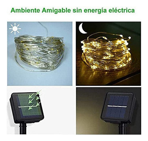 Jj A Cb 2 Pack Cadena Luces Solares, 8 Modos 10m 100 Luces