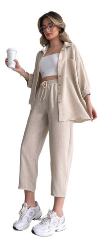 A Conjunto Piezas Con Pantalones Harén Y Camisa Informal