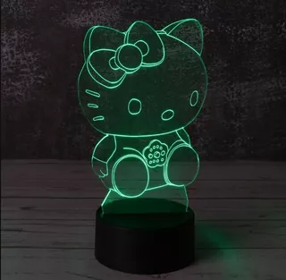 Lámpara Acrílico 3d Luz De Colores Nocturna Hello Kitty Color de la estructura Blanco Color de la pantalla 3 Tonos de iluminación