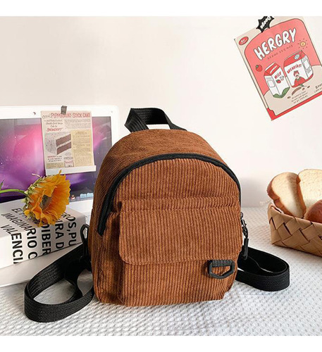 Y Mochila Mini De Pana Vintage De Color Sólido Para Mujer