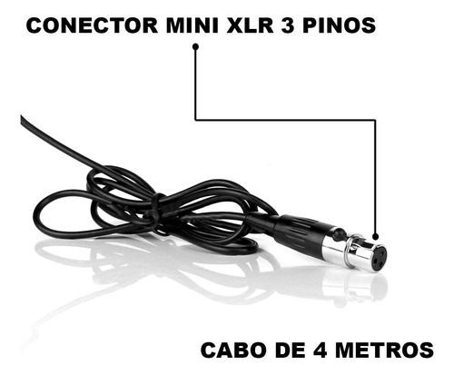 Microfone De Cabeça Headset Com Elástico Mini Xlr 4 Metros