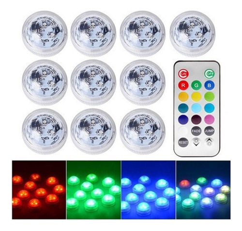 10 Luces Led Impermeables For Piscina Con Mando A Distancia.