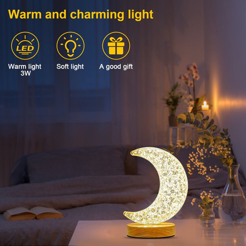 Lampara De Luna Recargable Touch 3 Niveles Luz De Noche
