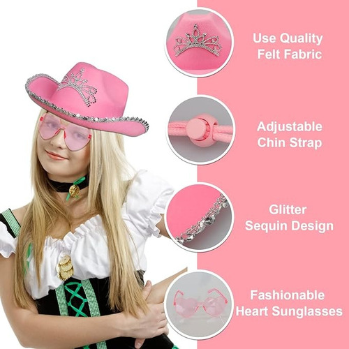 3pzs Sombrero Vaquero Disfraz Para Fiesta Y Gafa,toalla