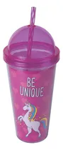 Comprar Vaso Con Tapa Y Sorbito Para Bebidas Diseño Unicornio Rosado
