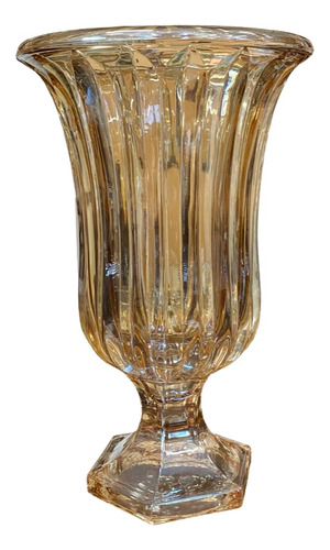 Vaso Âmbar Em Cristal Lindíssimo 28cm Altura 