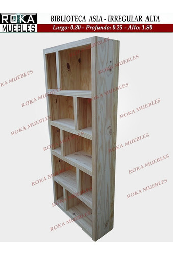 Imagen 3 de 4 de Biblioteca Asia Irregular Pino 80x25x180 Roka