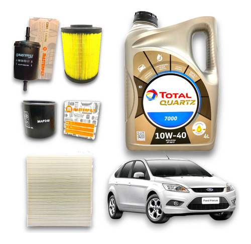 Kit Total 10w40 + 4 Filtros Ford Focus 2 1.6 2.0 2008 A 2013