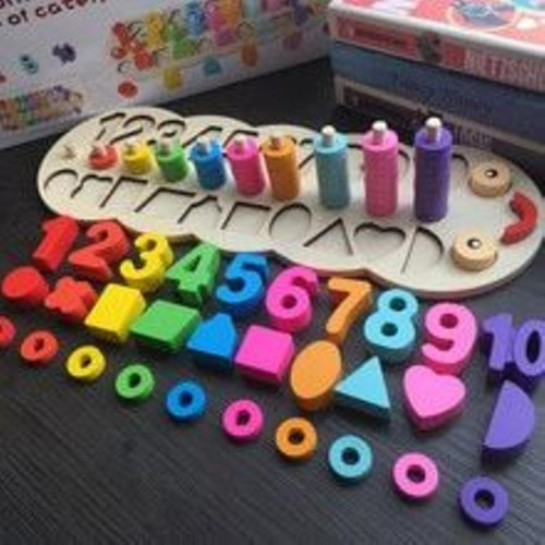 Imagen 1 de 1 de Juego Didáctico Madera Método Montessori Numeros Y Figuras
