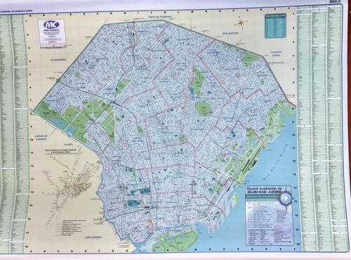 Mapa Ciudad Autónoma De Buenos Aires 1,35x1m M Cartográfico