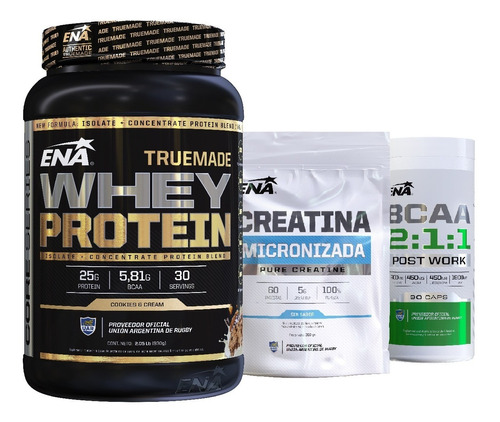 Combo Ena Crecimiento Muscular Proteina + Creatina + Bcaa P