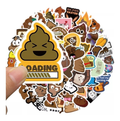 Stickers Autoadhesivos - Emoji Caca Kawaii (50 Unidades)