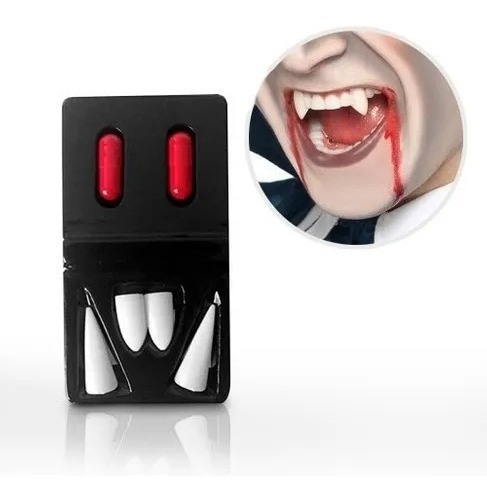 Colmillos Dracula Con Sangre Falsa Accesorio Dientes Disfraz Vampiro 