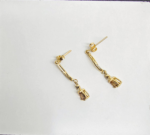 Aretes De Oro Amarillo 14k Esmeraldas Con Diamantes (Usado)