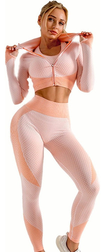 Conjunto De Tres Piezas Pink Tangerine Yoga Fitness
