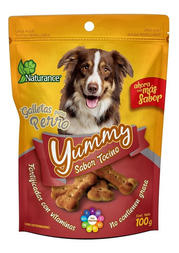 Yummy Galletas P/ Perro Cachorro Sabor Tocino 100g Naturance