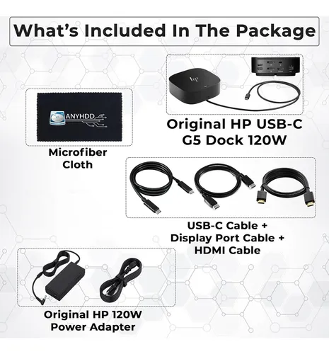 Docking Station Hp Usb-c G5 Con Adaptador 120w Y Accesorios